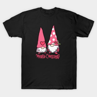 Cute christmas gnomes son and father gnomes T-Shirt